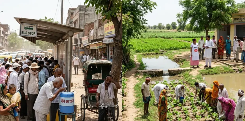Climate change affecting everyday health through heatwaves, environmental changes, and community resilience in India.